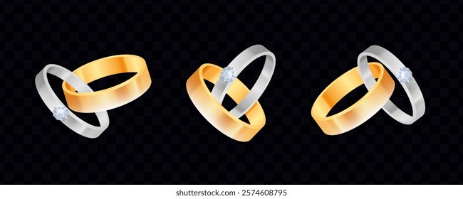 Vector golden ring. Shiny wedding ring. Isolated. Eps10 illustration. Realistic 3d icon design.