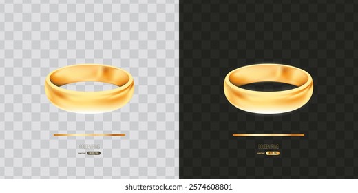 Vector golden ring. Shiny wedding ring. Isolated. Eps10 illustration. Realistic 3d icon design.