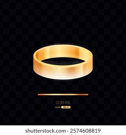 Vector golden ring. Shiny wedding ring. Isolated. Eps10 illustration. Realistic 3d icon design.