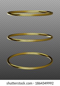 Vector golden rings isolated on transparent background. Golden decorative design elements