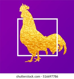 Vector golden rooster, animal symbol of New Year 2017