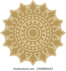 Vector golden round ancient Byzantine ornament. Classical circle of the Eastern Roman Empire, Greece. Pattern motifs of Constantinople.
