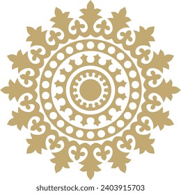 Vector golden round ancient Byzantine ornament. Classical circle of the Eastern Roman Empire, Greece. Pattern motifs of Constantinople.
