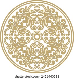Vector golden round ancient Byzantine ornament. Classical circle of the Eastern Roman Empire, Greece. Pattern motifs of Constantinople.
