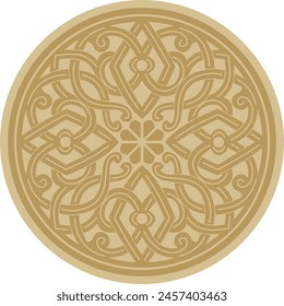 Vector golden round ancient Byzantine ornament. Classical circle of the Eastern Roman Empire, Greece. Pattern motifs of Constantinople.
