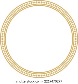 Vector golden round byzantine ornament. Circle, border, frame of ancient Greece and Eastern Roman Empire. Decoration of the Russian Orthodox Church.
