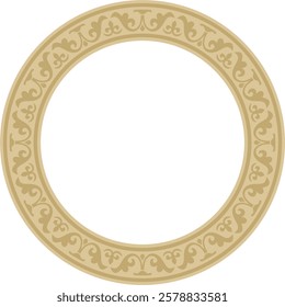 Vector golden round classic byzantine ornament. Circle, ring, border, Ancient Greece, Eastern Roman Empire frame. Decoration of the Russian Orthodox Church
