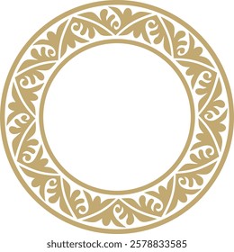 Vector golden round classic byzantine ornament. Circle, ring, border, Ancient Greece, Eastern Roman Empire frame. Decoration of the Russian Orthodox Church
