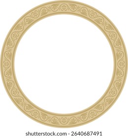 Vector golden round classic byzantine ornament. Circle, ring, border, Ancient Greece, Eastern Roman Empire frame. Decoration of the Russian Orthodox Church
