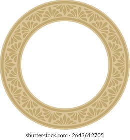 Ornamento byzantine clássico redondo dourado vetorial. Círculo, anel, fronteira, Grécia Antiga, quadro do Império Romano do Leste. Decoração da Igreja Ortodoxa Russa
