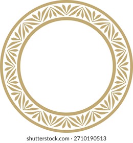 Ornamento bizantino clásico redondo de oro de Vector. Círculo, anillo, frontera, Antigua Grecia, marco del Imperio Romano de Oriente. Decoración de la Iglesia Ortodoxa Rusa
