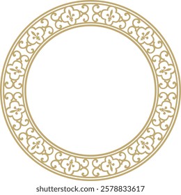 Vector golden round classic renaissance ornament. Circle, ring, european border, revival style frame
