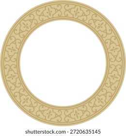 Ornamento renacentista clásico redondo de oro de Vector. Círculo, anillo, frontera europea, marco del estilo del renacimiento
