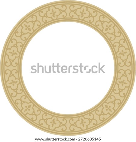 Vector golden round classic renaissance ornament. Circle, ring, european border, revival style frame
