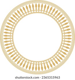 Vector golden round Egyptian border. Circle ornament of ancient Africa. Pattern of lotus flowers and sun.
