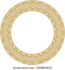 Vector golden round Egyptian ornament. Endless Circle, Ring of Ancient Egypt. Geometric African frame.
