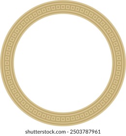 Vector golden round Egyptian ornament. Circle, frame, ring of ancient Egypt.Pattern of lotus flowers and sun
