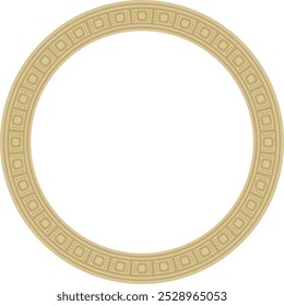 Vector golden round Egyptian ornament. Circle, frame, ring of ancient Egypt.Pattern of lotus flowers and sun
