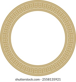 Vector golden round Egyptian ornament. Circle, frame, ring of ancient Egypt.Pattern of lotus flowers and sun
