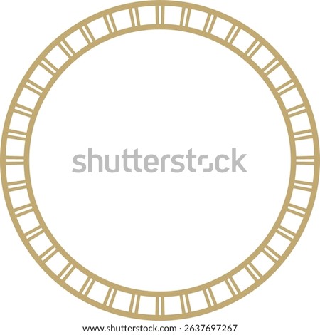 Vector golden round Egyptian ornament. Circle, frame, ring of ancient Egypt.Pattern of lotus flowers and sun
