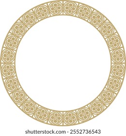 Vector golden round gothic ornament. Medieval European circle, ring, border. Classic pattern of the Germans, Angles, Saxons, Franks.
