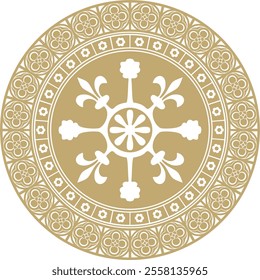 Vector golden round gothic ornament. Medieval European circle, ring, border. Classic pattern of the Germans, Angles, Saxons, Franks.
