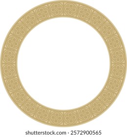 Vector golden round gothic ornament. Medieval European circle, ring, border. Classic pattern of the Germans, Angles, Saxons, Franks.
