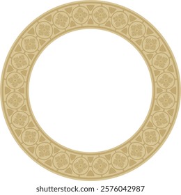 Vector golden round gothic ornament. Medieval European circle, ring, border. Classic pattern of the Germans, Angles, Saxons, Franks.
