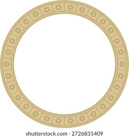 Ornamento gótico redondo de Vector dorado. Círculo europeo medieval, anillo, frontera. Patrón clásico de los alemanes, anglos, sajones, francos.
