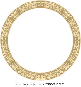 Vector golden round Kazakh national ornament. Ethnic pattern of the peoples of the Great Steppe, Mongols, Kyrgyz, Kalmyks, 
Buryats. circle, frame border.