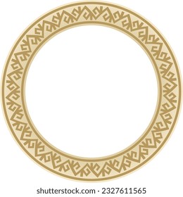 Vector golden round Kazakh national ornament. Ethnic pattern of the peoples of the Great Steppe, Mongols, Kyrgyz, Kalmyks, 
Buryats. circle, frame border.