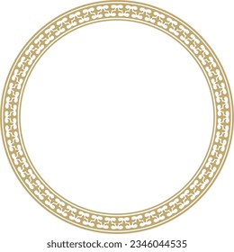 Vector golden round Kazakh national ornament. Ethnic pattern of the peoples of the Great Steppe, Mongols, Kyrgyz, Kalmyks, 
Buryats. circle, frame border.