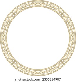 Vector golden round Kazakh national ornament. Ethnic pattern of the peoples of the Great Steppe, Mongols, Kyrgyz, Kalmyks, 
Buryats. circle, frame border.