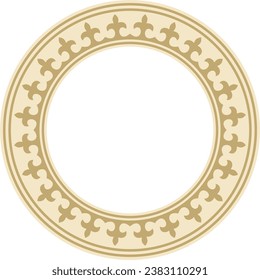 Vector golden round Kazakh national ornament. Ethnic pattern of the peoples of the Great Steppe, Mongols, Kyrgyz, Kalmyks, 
Buryats. circle, frame border.