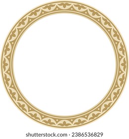 Vector golden round Kazakh national ornament. Ethnic pattern of the peoples of the Great Steppe, Mongols, Kyrgyz, Kalmyks, 
Buryats. circle, frame border.