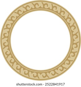 Vector golden round Kazakh national ornament. Ethnic pattern of the peoples of the Great Steppe, Mongols, Kyrgyz, Kalmyks, 
Buryats. circle, frame border.