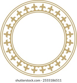 Vector golden round Kazakh national ornament. Ethnic pattern of the peoples of the Great Steppe, Mongols, Kyrgyz, Kalmyks, 
Buryats. circle, frame border.