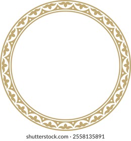 Vector golden round Kazakh national ornament. Ethnic pattern of the peoples of the Great Steppe, Mongols, Kyrgyz, Kalmyks, 
Buryats. circle, frame border.