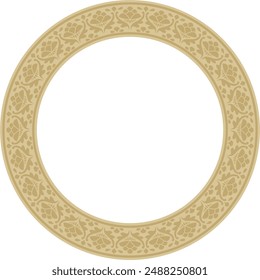 Vector golden round national Indian ornament. Circle, ring, border, ethnic Hindu frame.

