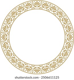 Vector golden round national Indian ornament. Circle, ring, border, ethnic Hindu frame.
