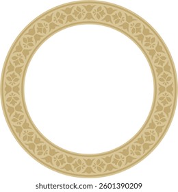 Vector golden round national Indian ornament. Circle, ring, border, ethnic Hindu frame.
