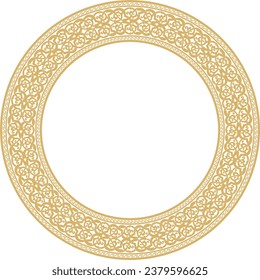 Vector golden round oriental ornament. Arabic patterned circle of Iran, Iraq, Turkey, Syria. Persian frame, border.
