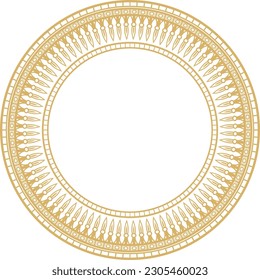 Vector golden round ornament of ancient Egypt. Circle Border, frame in pyramids.
