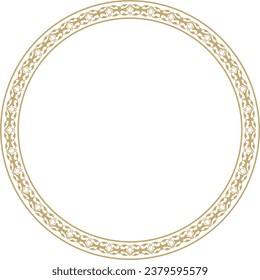 Vector golden round Turkish ornament. Ottoman circle, ring, frame.