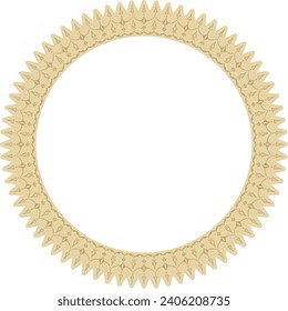 Vector golden round Turkish ornament. Ottoman circle, ring, frame.