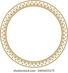 Vector golden round Turkish ornament. Ottoman circle, ring, frame.