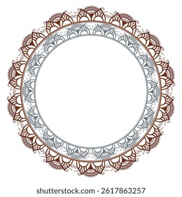 Vector golden round Turkish ornament. Ottoman circle, ring, frame.