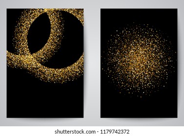 Vector golden sand, dark background, fireworks. Brochures