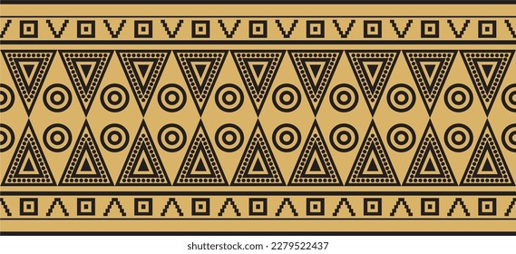 Vector golden seamless Indian patterns. National seamless ornaments, borders, frames. colored decorations of the peoples of South America, Maya, Inca, Aztecs. Print for fabric, paper