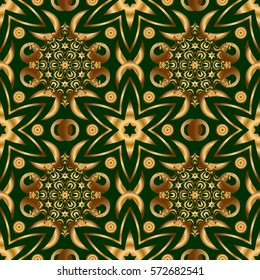 Vector golden seamless pattern. Abstract golden background in green and golden colors for invitation template.